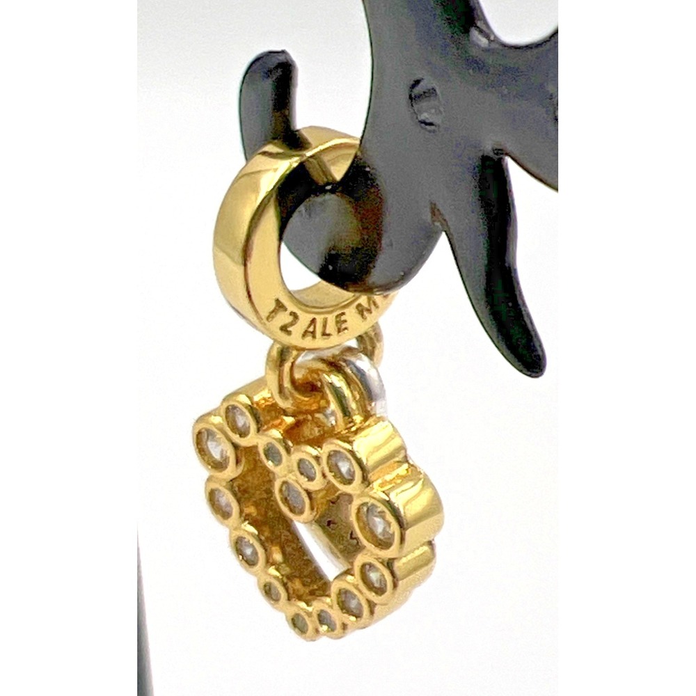Pandora Sparkling Heart Double Dangle Charm Gld Plated .925 Sterling Silver NWOT - Picture 3 of 7